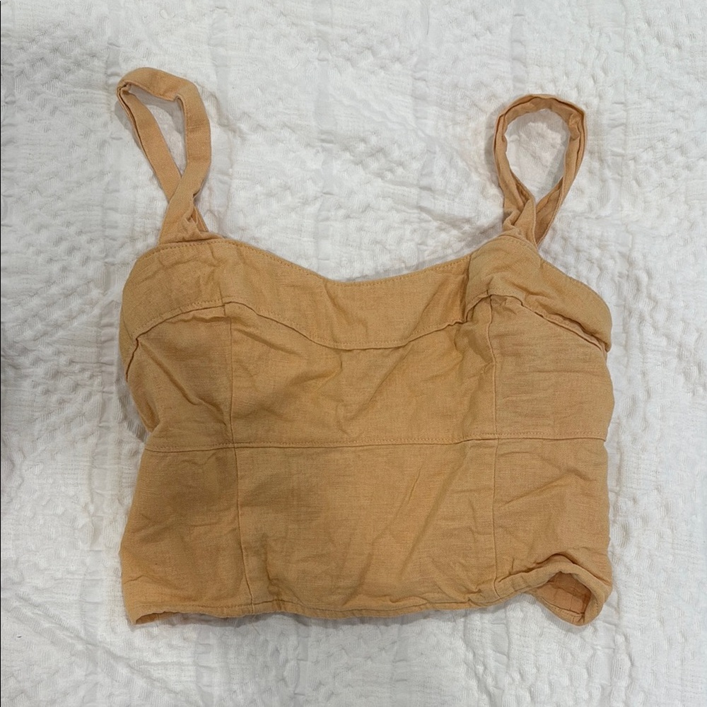 Abercrombie & Fitch Tan Sleeveless Crop Camisole. LINEN
